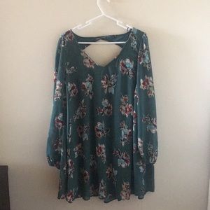 Blue flowered tunic dress - M